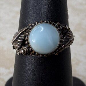 Vintage Sterling Silver Natural Larimar Southwestern Ring  Size 6